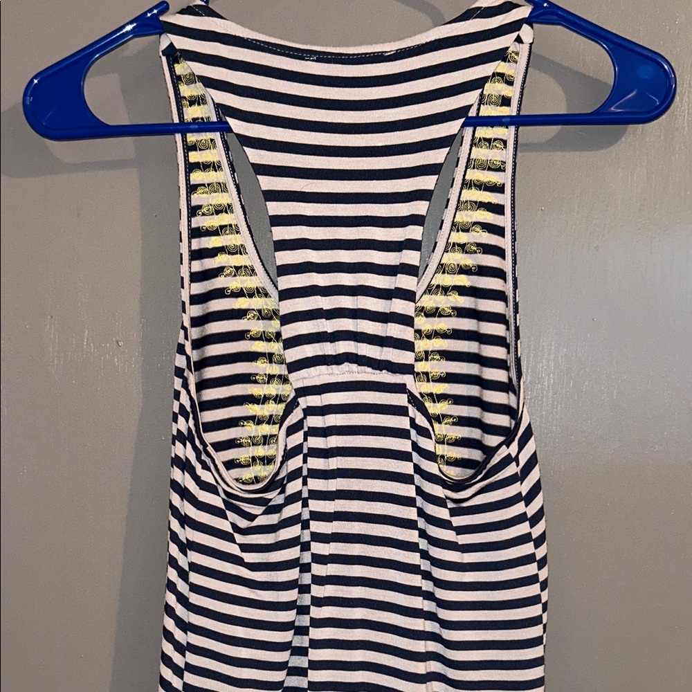 Striped Tank Top with Yellow Embroidery Small - Picture 7 of 8